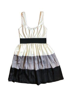 Moonlight Metallic Shiny Stripe Empire Waist Fit & Flare Cocktail Dress